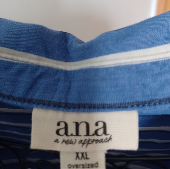 NWT a.n.a Blue and White Stripe Button-down Shirt - Picture 6 of 9